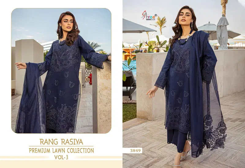 Rang Rasiya Premium Lawn Vol 3 By Shree Cotton Online Pakistani Salwar Suit Wholesale